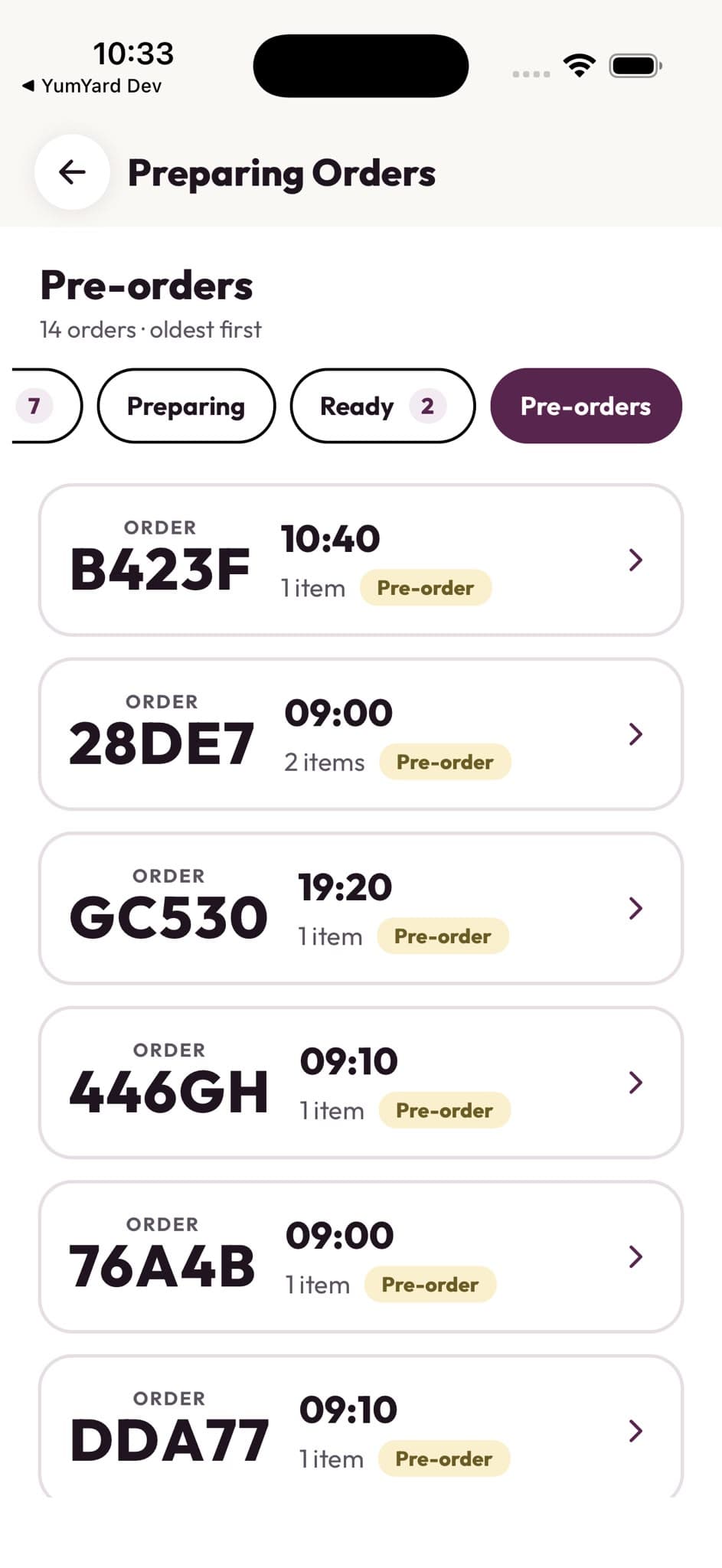YumYard Vendor — menu and pre-orders