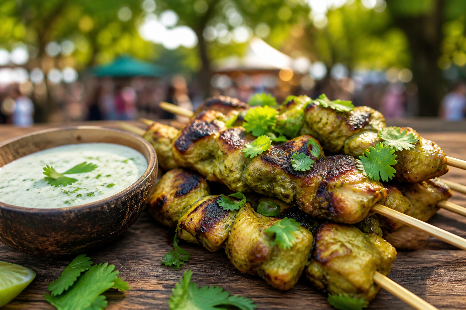 Thai Green Chicken Skewers That Keep Festival Service Moving